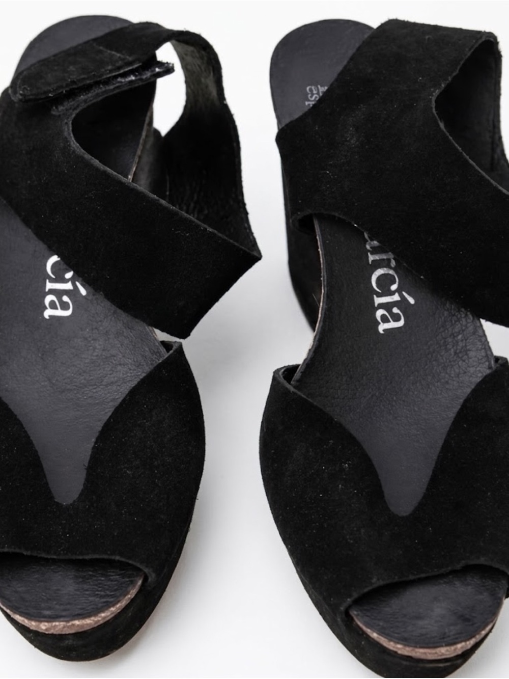 Pedro Garcia Black Suede Platform
Wedge Sandals Sawtooth - Size 9.5